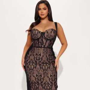 NEW Lace Bandage Midi Dress - Black